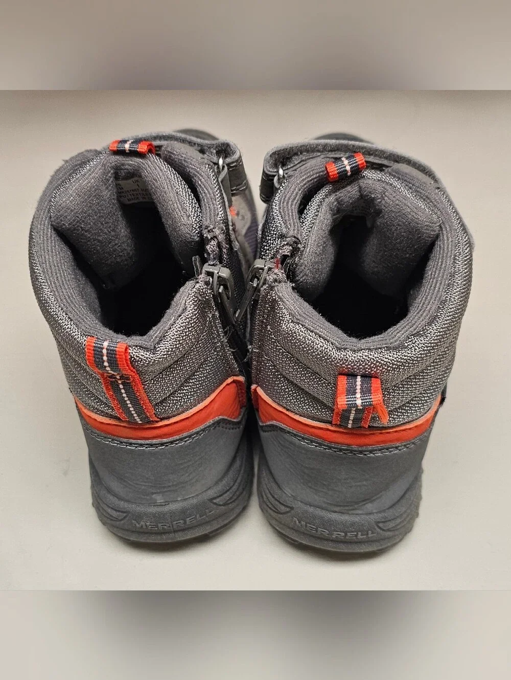 Merrell Kid's Polar Trekker Boots Shoes Orange Gray MK267857 H23 62079 Size 2